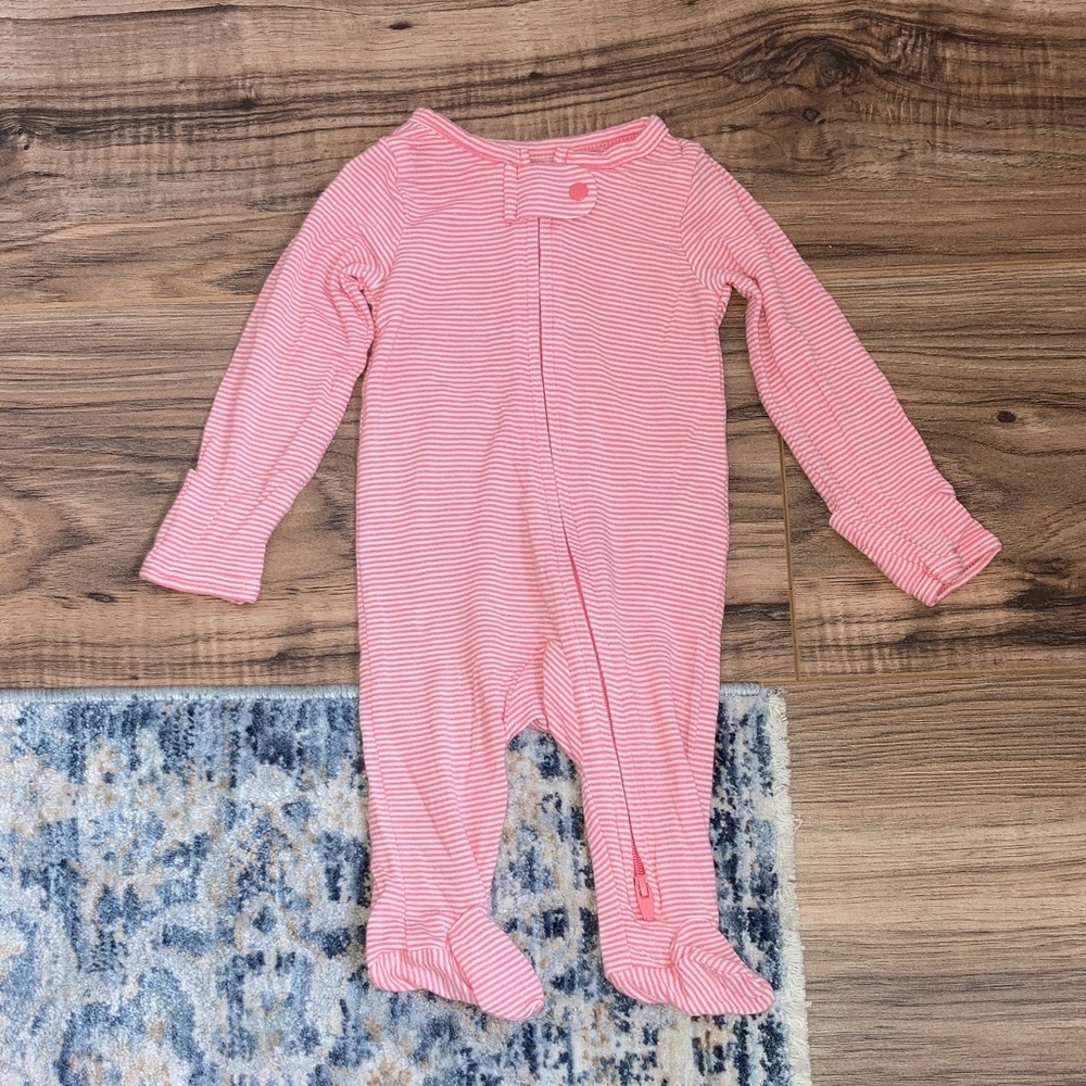 #130. Carter’s Just One You - Pink Striped Long-Sleeve Kids Footie Pajamas